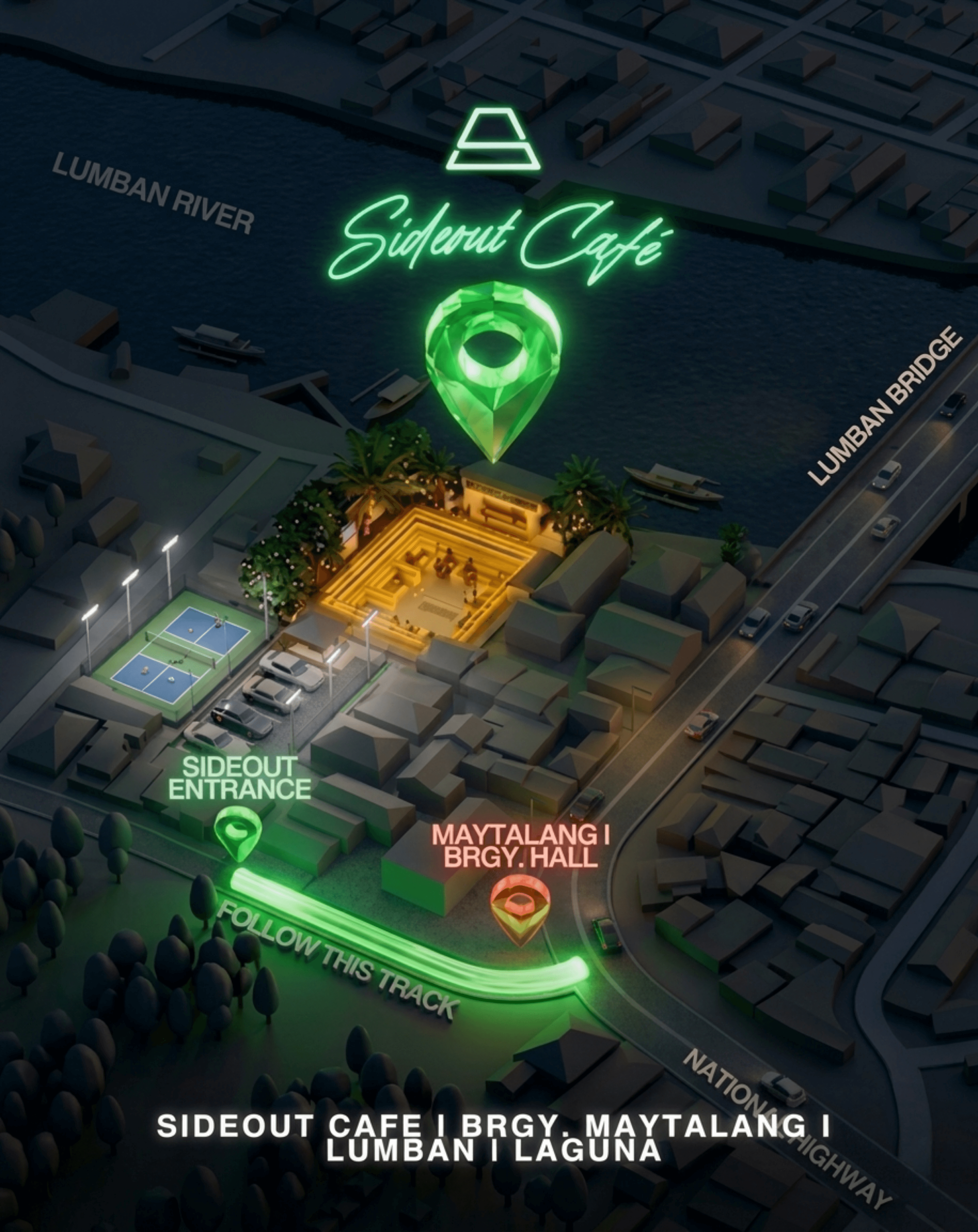 Map to Sideout Café in Lumban, Laguna